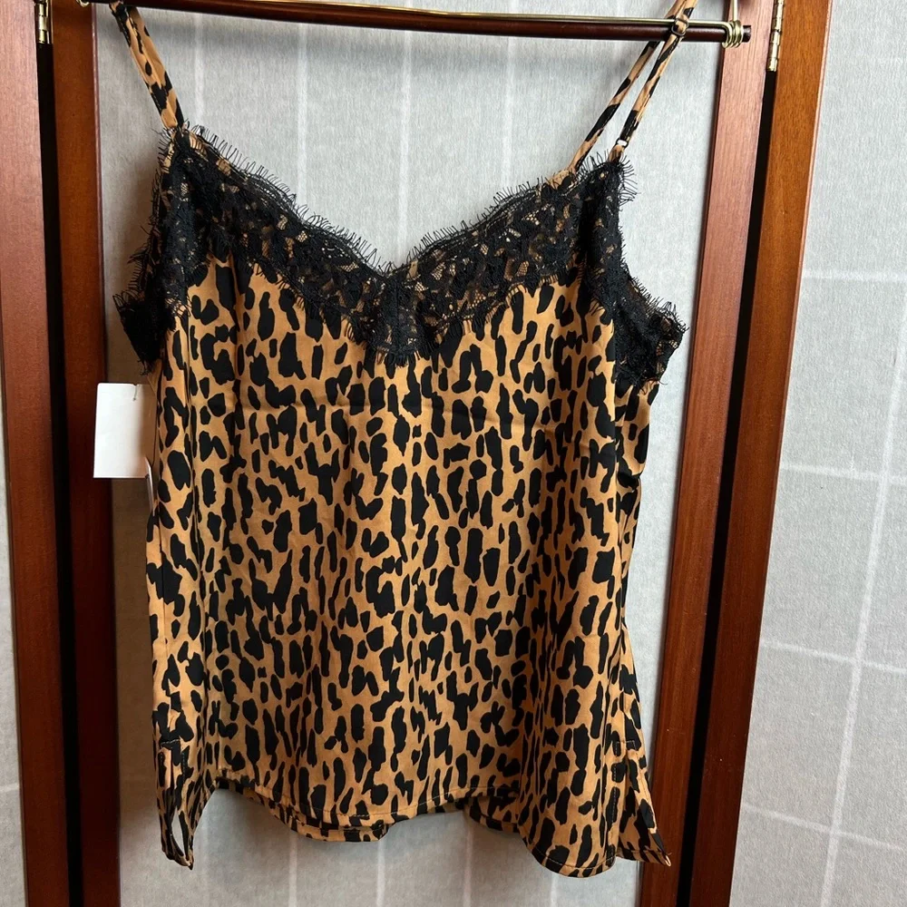 NWT BP animal print Lace Trim Satin Cami tank XS - Picture 5 of 7